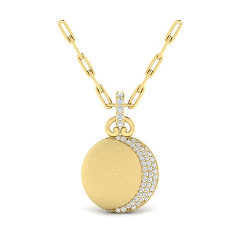 Vlora Amuleta 14K Diamond Moon Pendant Link Necklace (0.26CTW)