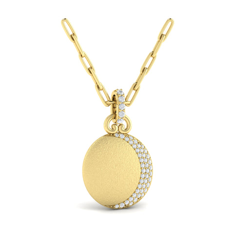 Vlora Amuleta 14K Diamond Moon Pendant Link Necklace (0.26CTW)