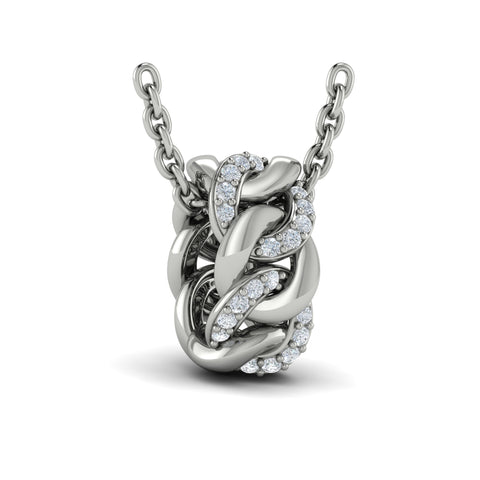 Vlora Reina 14K Channel Set Link with Diamonds Pendant Necklace (0.13CTW)