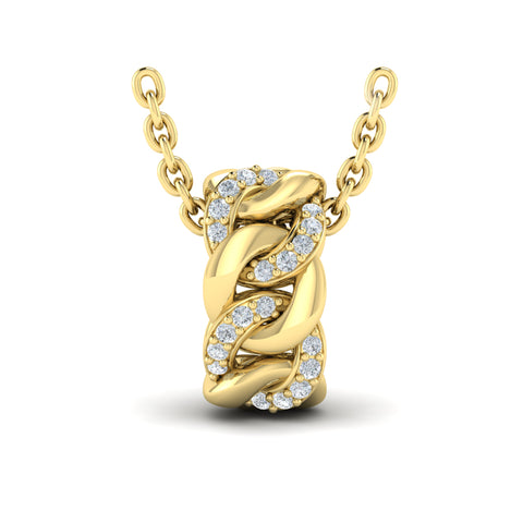 Vlora Reina 14K Channel Set Link with Diamonds Pendant Necklace (0.13CTW)