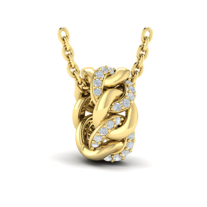 Vlora Reina 14K Channel Set Link with Diamonds Pendant Necklace (0.13CTW)