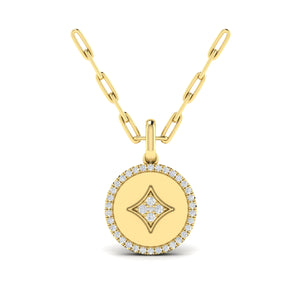 Vlora Amuleta 14K Center Star Diamonds and Bezel Pendant Necklace (0.22CTW)