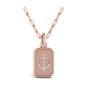 Vlora Amuleta 14K Diamond Anchor Medallion Pendant Link Necklace (0.09CTW)