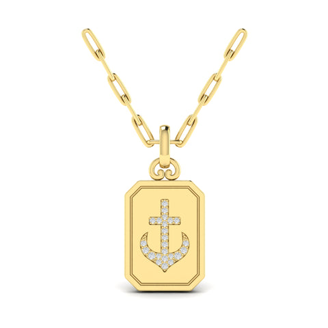 Vlora Amuleta 14K Diamond Anchor Medallion Pendant Link Necklace (0.09CTW)