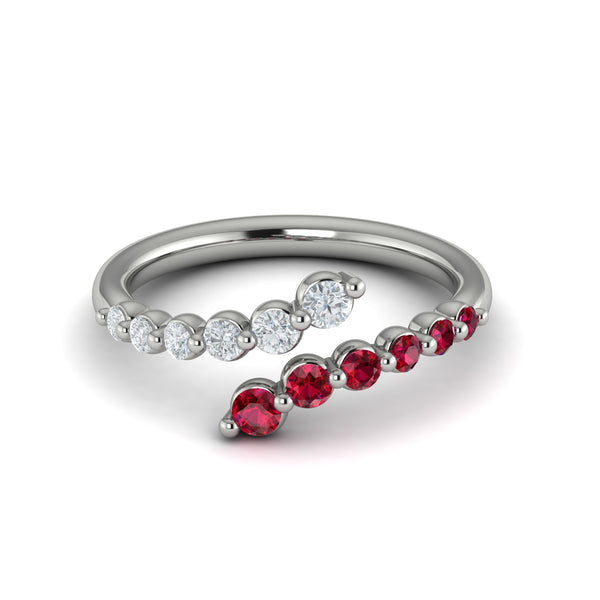 Vlora Adella14K Diamond and Ruby Open Wrap Ring (0.26CTW Diamond, 0.36CTW Ruby)