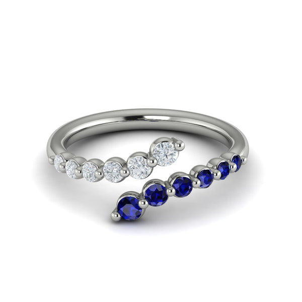 Vlora Adella 14K Diamond and Blue Sapphire Open Wrap Ring (0.26CTW Diamond, 0.36CTW Blue Sapphire)