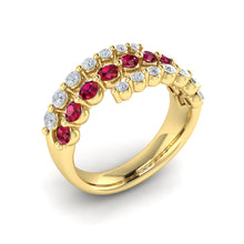 Load image into Gallery viewer, Vlora Adella14K Diamond and Ruby Three Row Wrap Ring (0.52CTW Diamond, 0.77CTW Ruby)