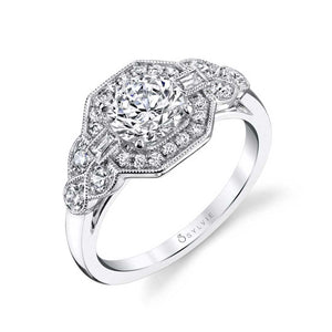 Sylvie Francesca Vintage Round Engagement Ring