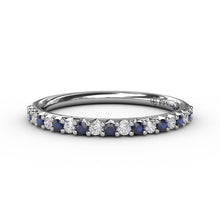 Load image into Gallery viewer, Delicate Sapphire Shared Prong Anniversary Band