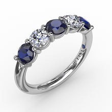 Load image into Gallery viewer, Chunky Sapphire and Diamond Shared Prong Anniversary Band