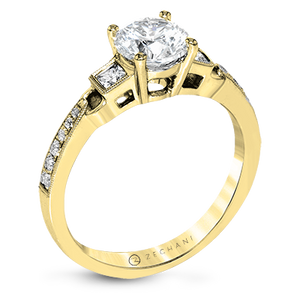 Zeghani Three Stone Trinity Engagement Ring ZR1473 WHITE 14K SEMI YELLOW