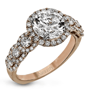Zeghani Halo Crown Engagement Ring ZR1494 WHITE 14K SEMI ROSE