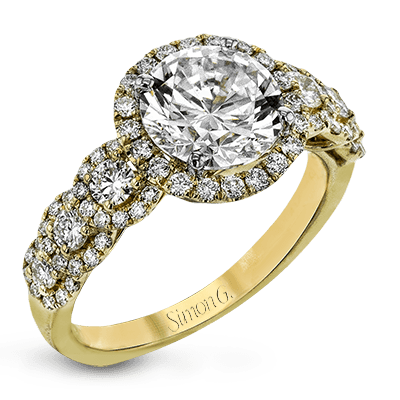 Zeghani Halo Crown Engagement Ring ZR1494 WHITE 14K SEMI YELLOW