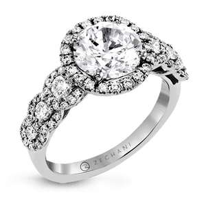Zeghani Halo Crown Engagement Ring ZR1494 WHITE 14K SEMI