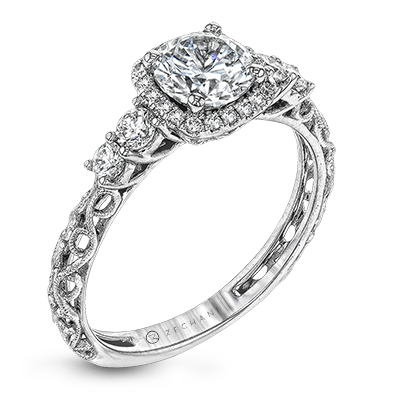 Zeghani Halo Crown Engagement Ring ZR1500 WHITE 14K SEMI