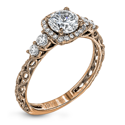 Zeghani Halo Crown Engagement Ring ZR1500 WHITE 14K SEMI ROSE