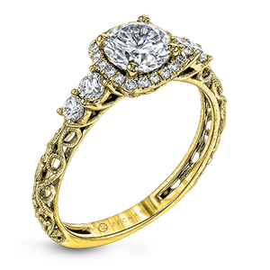 Zeghani Halo Crown Engagement Ring ZR1500 WHITE 14K SEMI YELLOW