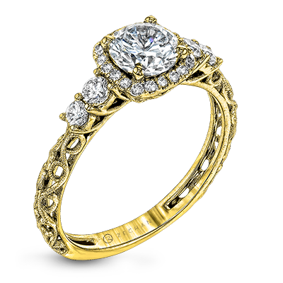 Zeghani Halo Crown Engagement Ring ZR1500 WHITE 14K SEMI YELLOW