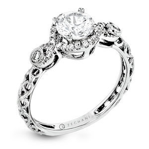 Zeghani Halo Crown Engagement Ring ZR1501 WHITE 14K SEMI
