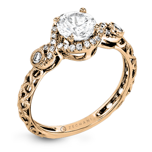 Zeghani Halo Crown Engagement Ring ZR1501 WHITE 14K SEMI ROSE