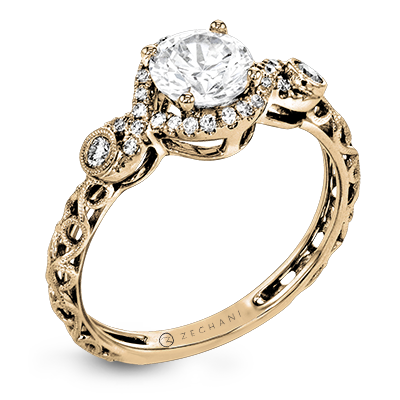 Zeghani Halo Crown Engagement Ring ZR1501 WHITE 14K SEMI ROSE