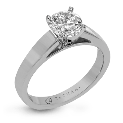 Zeghani Solitaire Engagement Ring ZR411 WHITE 14K SEMI