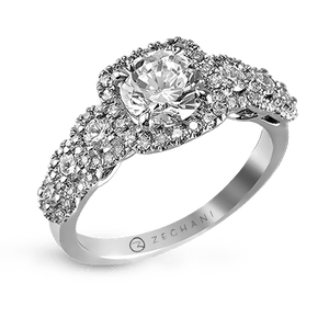 Zeghani Halo Crown Engagement Ring ZR494 WHITE 14K SEMI