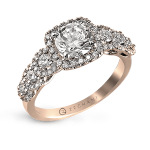 Zeghani Halo Crown Engagement Ring ZR494 WHITE 14K SEMI ROSE