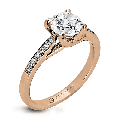 Zeghani Straight Engagement Ring ZR561 WHITE 14K SEMI ROSE