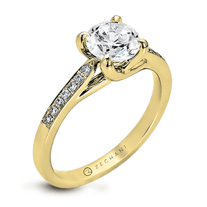Zeghani Straight Engagement Ring ZR561 WHITE 14K SEMI YELLOW