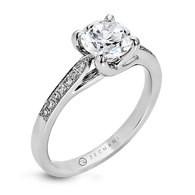 Zeghani Straight Engagement Ring ZR561 WHITE 14K SEMI
