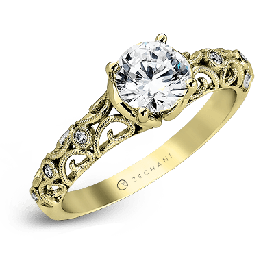 Zeghani Nature Lover Engagement Ring ZR915 WHITE 14K SEMI YELLOW