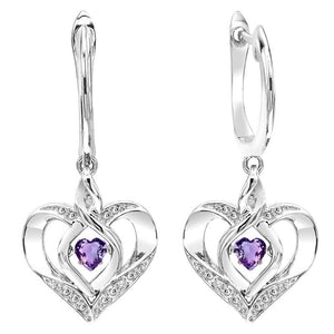 Silver Diamond & Created Amethyst Earring