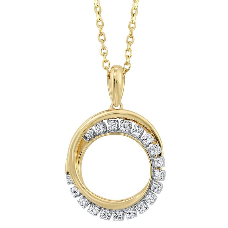 10K Yellow Gold and Diamond Circle of Love Pendant (0.10 CTW)
