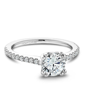 Noam Carver White Gold Double Pronged Solitaire Engagement Ring Setting with Diamonds (0.25 CTW)