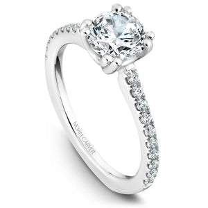 Noam Carver White Gold Double Pronged Solitaire Engagement Ring Setting with Diamonds (0.25 CTW)