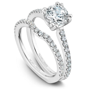 Noam Carver White Gold Double Pronged Solitaire Engagement Ring Setting with Diamonds (0.25 CTW)