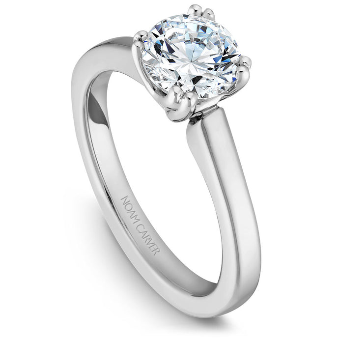 Noam Carver White Gold Solitaire Engagement Ring with Double Prongs