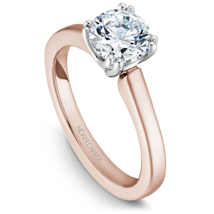Noam Carver Rose Gold Solitaire Engagement Ring with White Gold Double Prongs