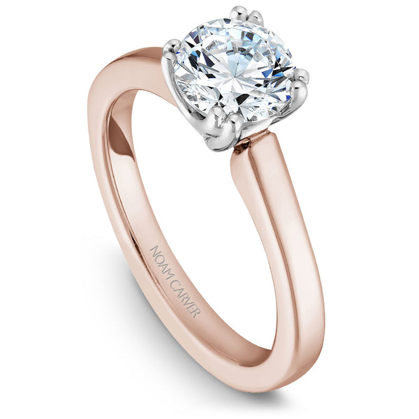 Noam Carver Rose Gold Solitaire Engagement Ring Setting with White Gold Double Prongs