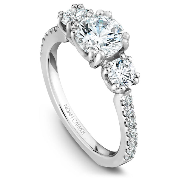 Noam Carver White Gold 3-Stone Diamond Engagement Ring Setting (0.73 CTW)