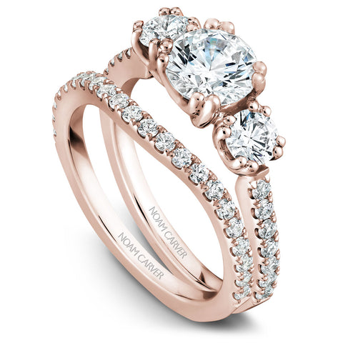 Noam Carver Rose Gold 3-Stone Diamond Engagement Ring (0.73 CTW)