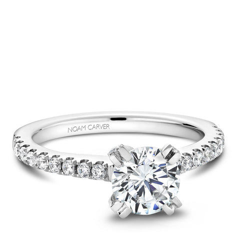 Noam Carver White Gold Diamond Solitaire Engagement Ring with Diamond Centerpiece (0.41 CTW)