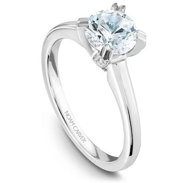 Noam Carver White Gold Solitaire Engagement Ring Setting with Diamond Centerpiece (0.14 CTW)