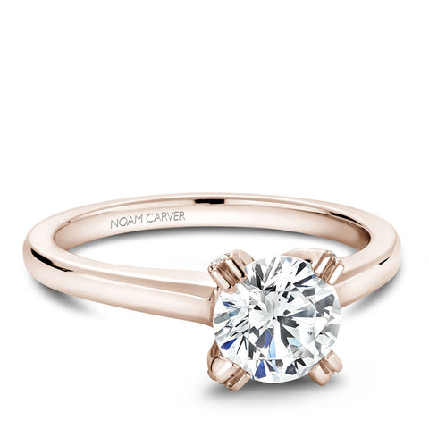 Noam Carver Rose Gold Solitaire Engagement Ring with Diamond Centerpiece (0.14 CTW)