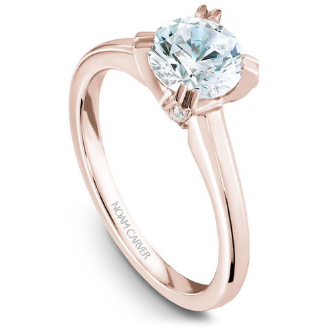 Noam Carver Rose Gold Solitaire Engagement Ring with Diamond Centerpiece (0.14 CTW)