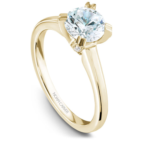 Noam Carver Yellow Gold Solitaire Engagement Ring Setting with Diamond Centerpiece (0.14 CTW)