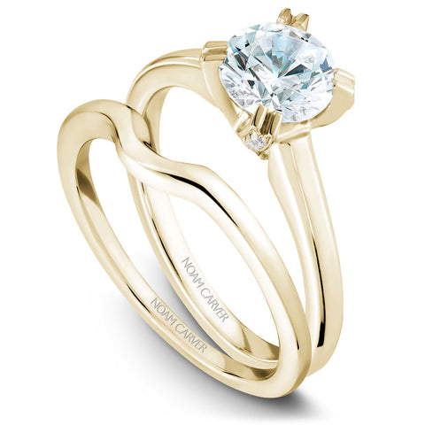 Noam Carver Yellow Gold Solitaire Engagement Ring Setting with Diamond Centerpiece (0.14 CTW)