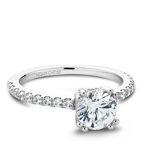Noam Carver White Gold Double Prong Diamond Solitaire Engagement Ring (0.33 CTW)