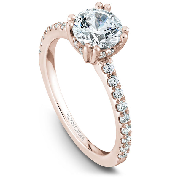 Noam Carver Rose Gold Double Prong Diamond Solitaire Engagement Ring Setting (0.33 CTW)